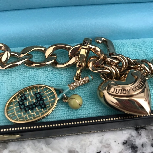 NEW Vintage Juicy Couture Gold Tennis Charm Bracelet - Picture 2 of 9